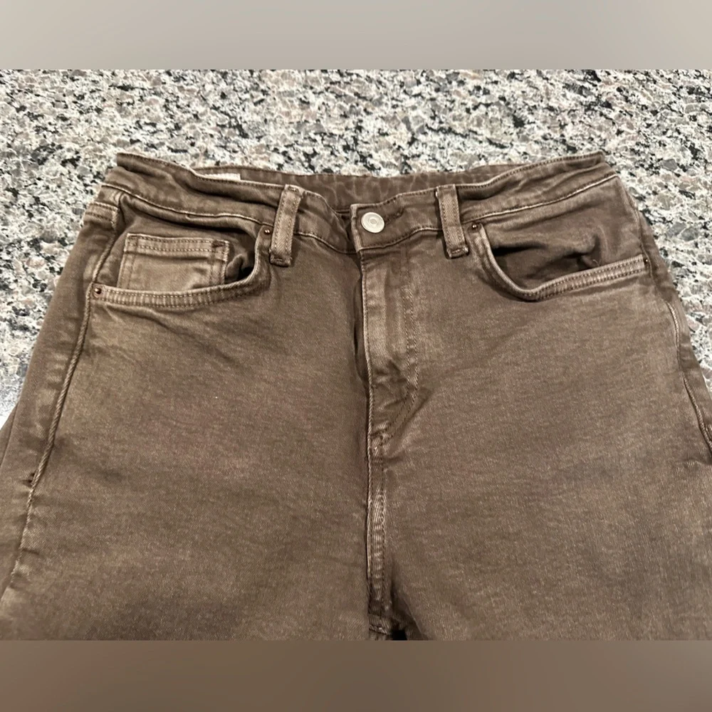 Zara Women’s Brown TRF High-waisted Cropped Flare Jeans - Picture 2 of 4
